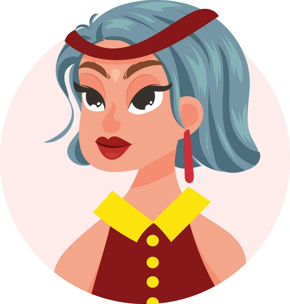 evenement kleren avatar illustratie van Dames in gewoontjes kleren en schoonheid. vrouw tekens in een vlak stijl. portret gebruiker profiel voor sociaal media mooi meisje mooi uitdrukking vector