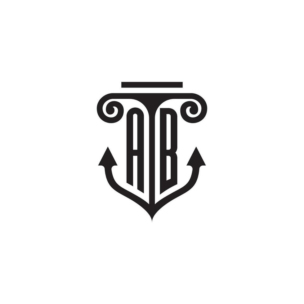 ab pijler en anker oceaan eerste logo concept vector