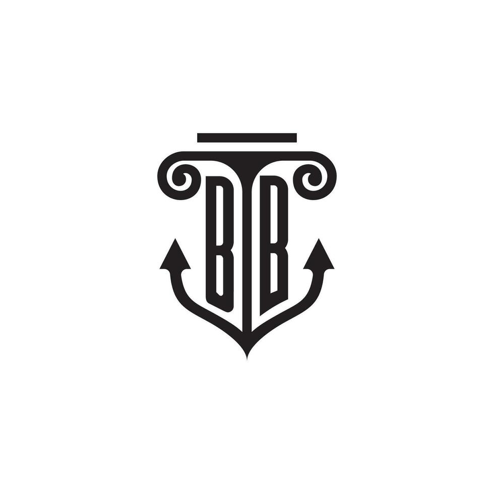 bb pijler en anker oceaan eerste logo concept vector