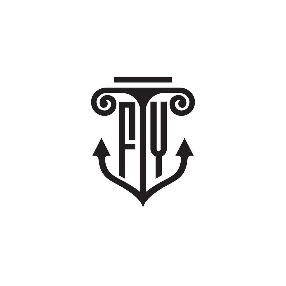 fy pijler en anker oceaan eerste logo concept vector