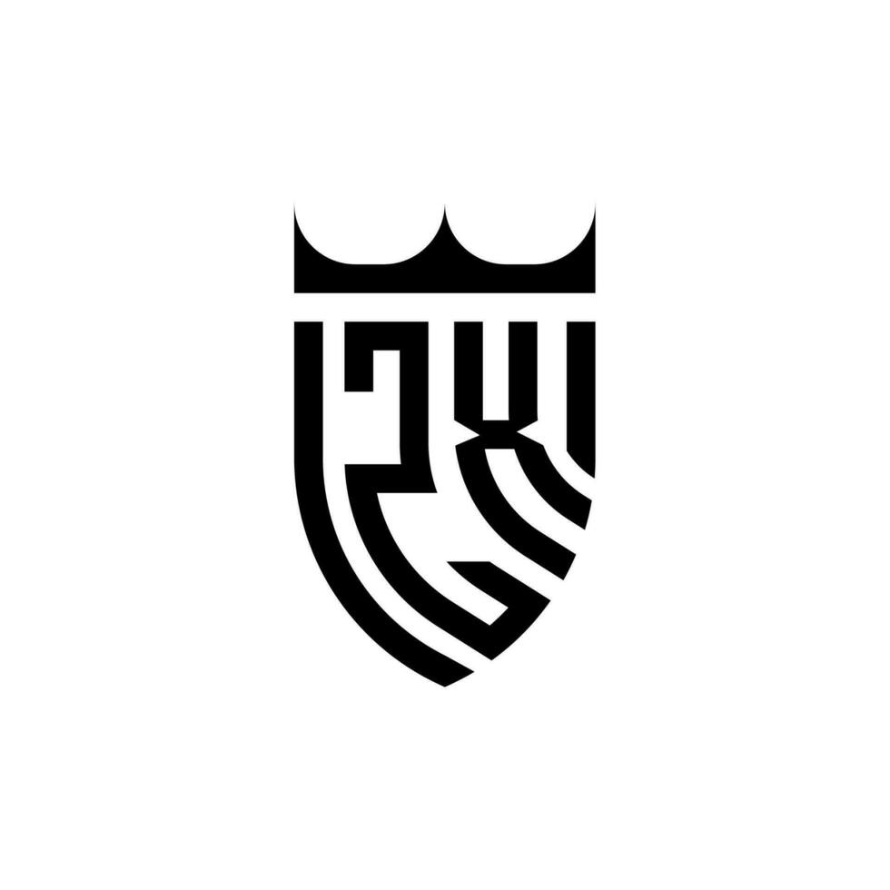 zx kroon schild eerste luxe en Koninklijk logo concept vector