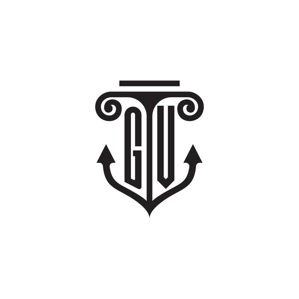 gv pijler en anker oceaan eerste logo concept vector