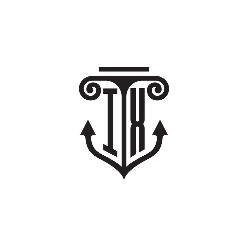 ix pijler en anker oceaan eerste logo concept vector