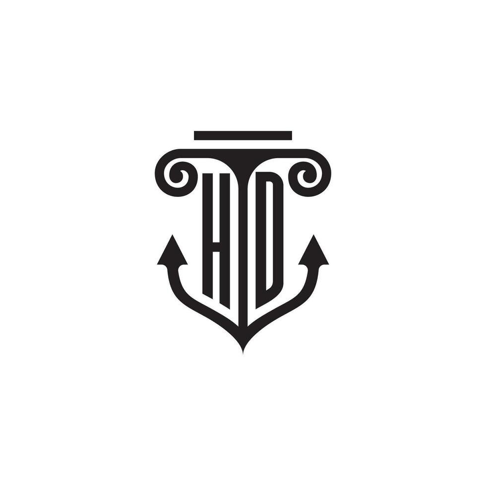 hd pijler en anker oceaan eerste logo concept vector