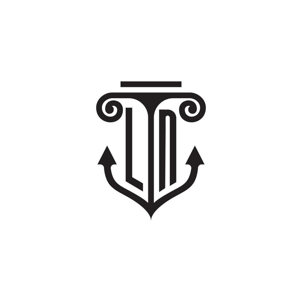 ln pijler en anker oceaan eerste logo concept vector