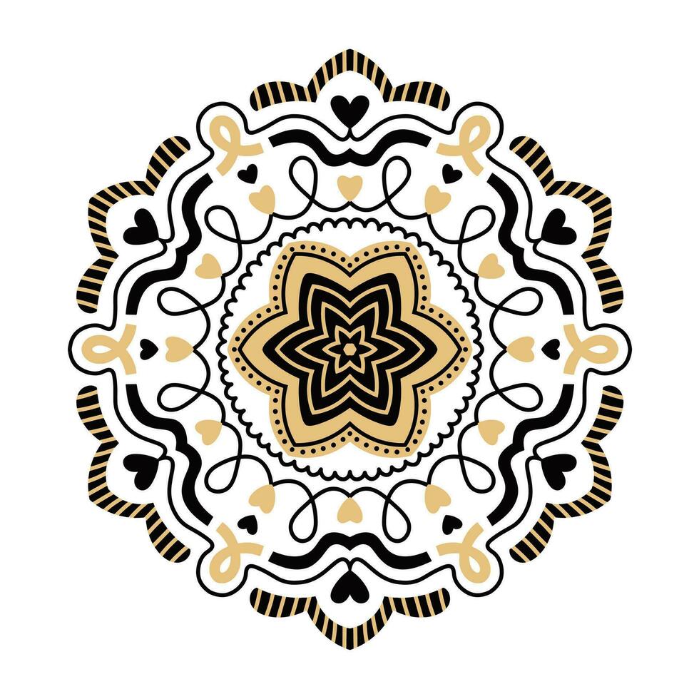 mandala bloem met zwart en goud kleuren vector