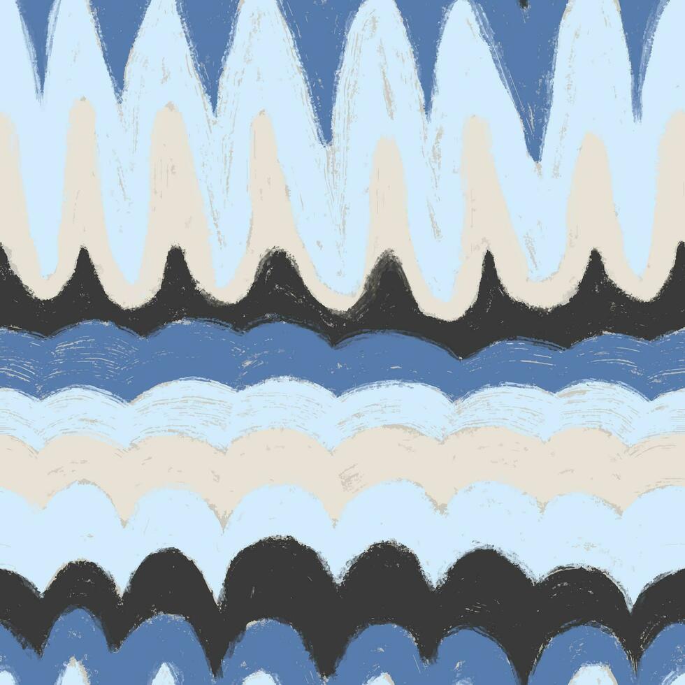 hand- getrokken golvend patroon. verschillend blauw, beige en donker grijs horizontaal golven. geschilderd met pastel abstract meetkundig structuur vector