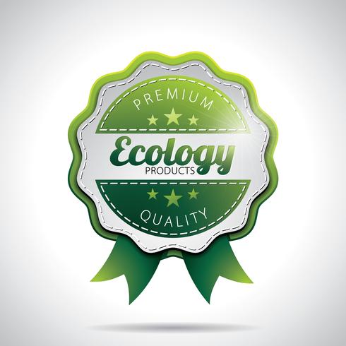 Vector Ecologie Productlabels Illustratie met glanzende stijl ontwerp op een duidelijke achtergrond. EPS 10.