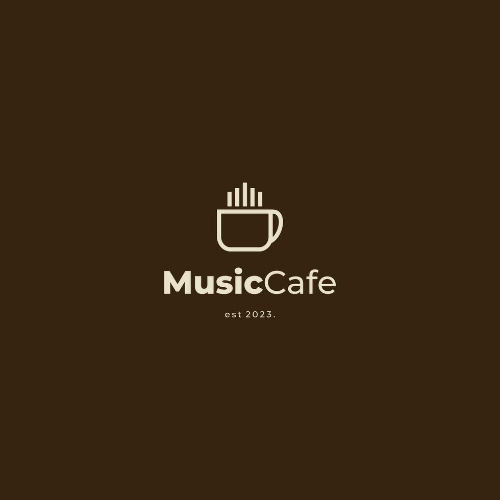 muziek- cafe logo, kop koffie combineren met geluid Golf logo concept vector