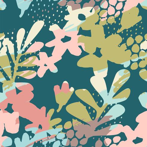 Abstract floral naadloze patroon met trendy hand getrokken texturen. vector