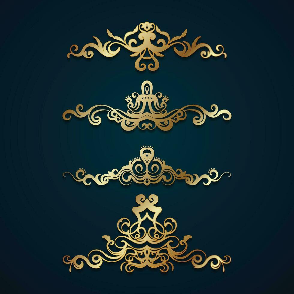 wijnoogst kader ornament in goud kleur vector