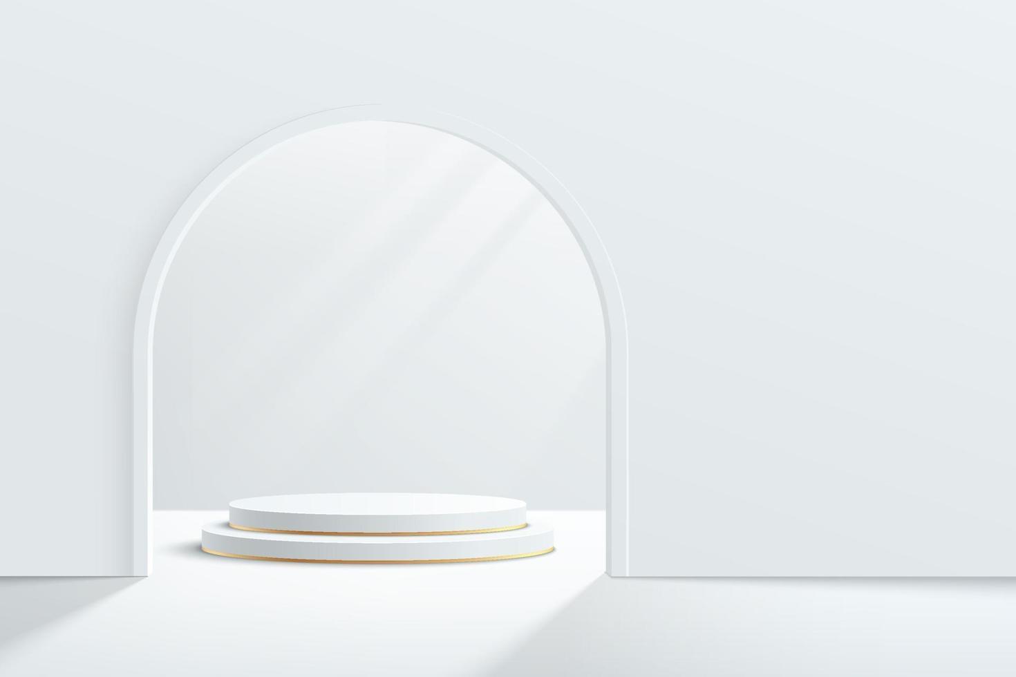 wit en goud geometrisch abstract podium met de vorm van de deurboog. vector