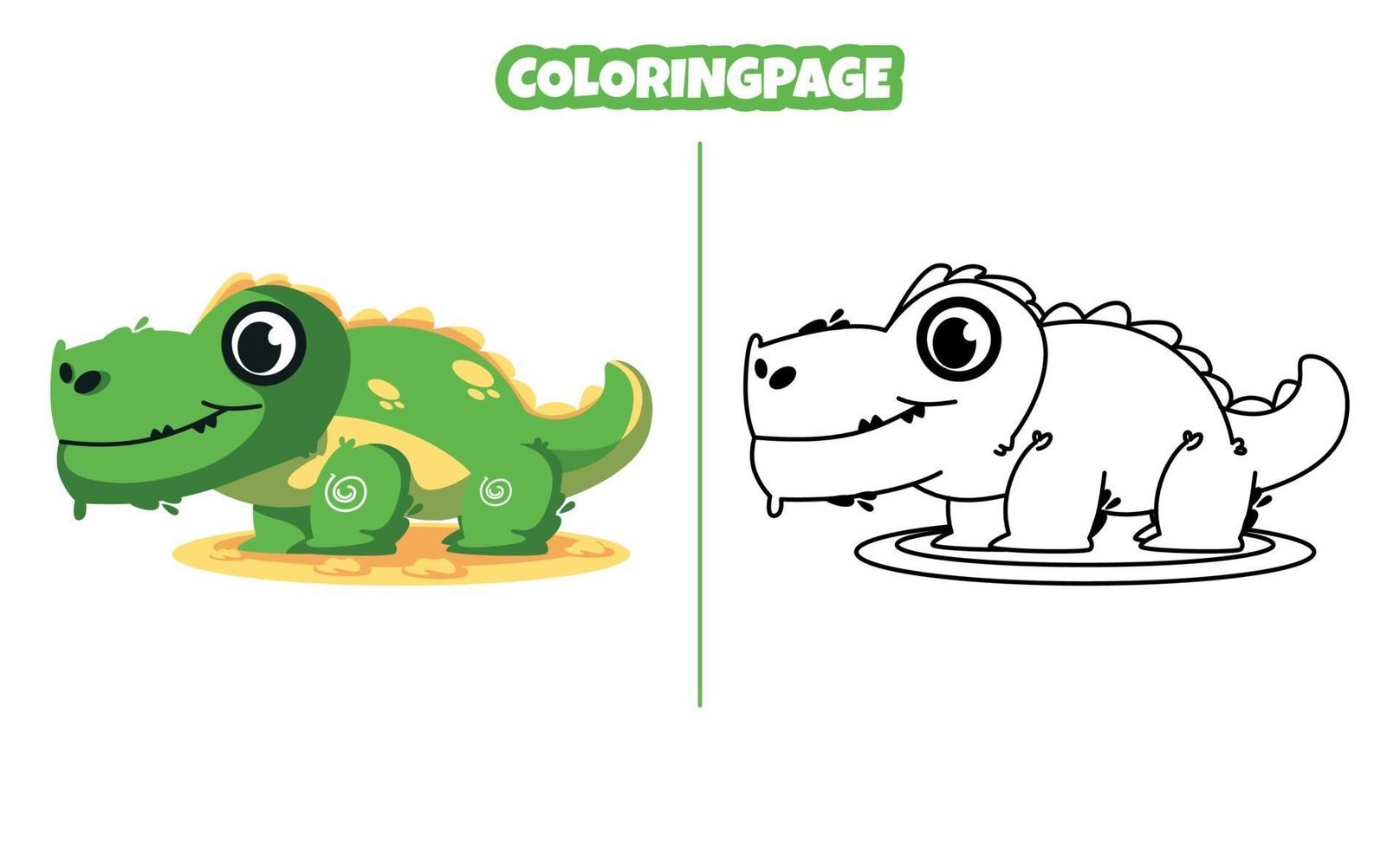 schattige krokodil met kleurplaten geschikt voor kinderen vector