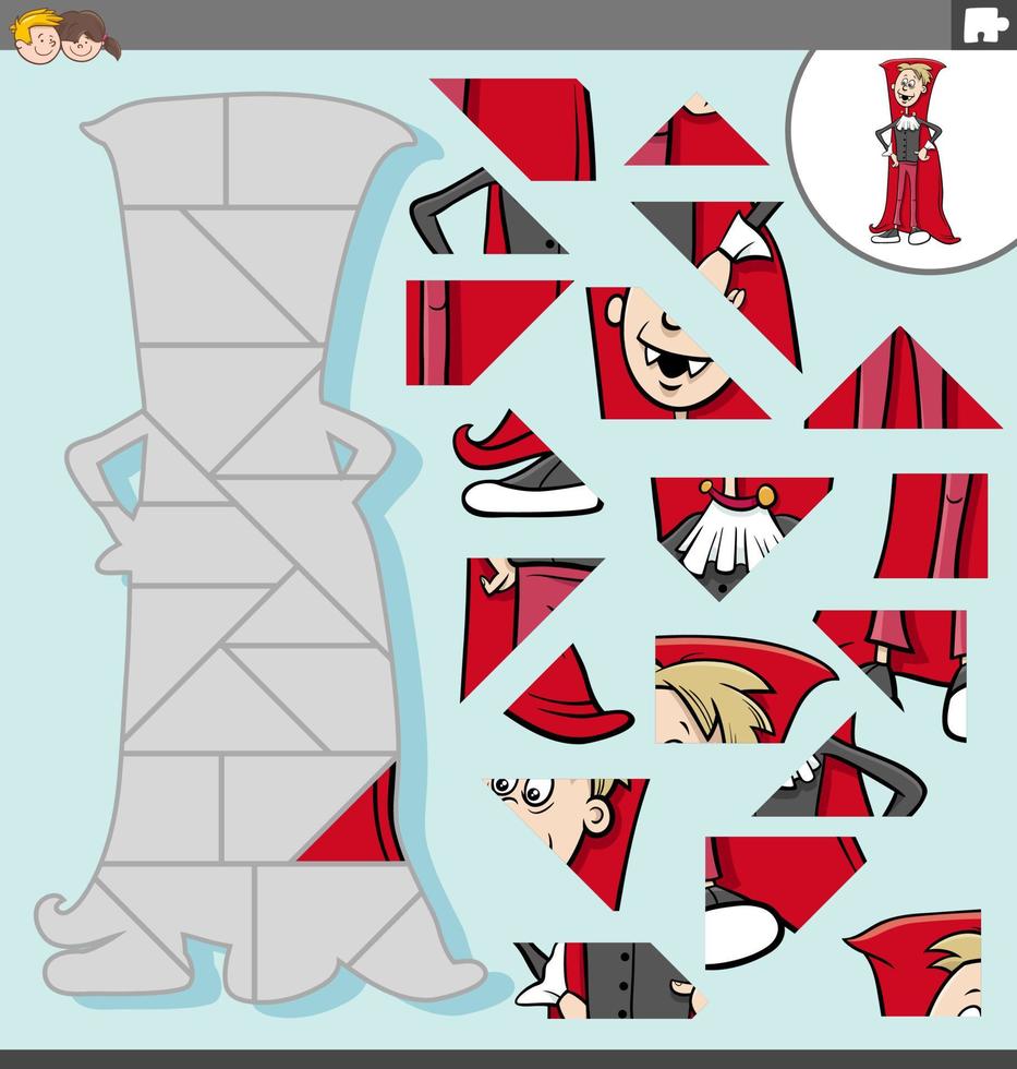 legpuzzelspel met stripfiguur vampierjongen vector