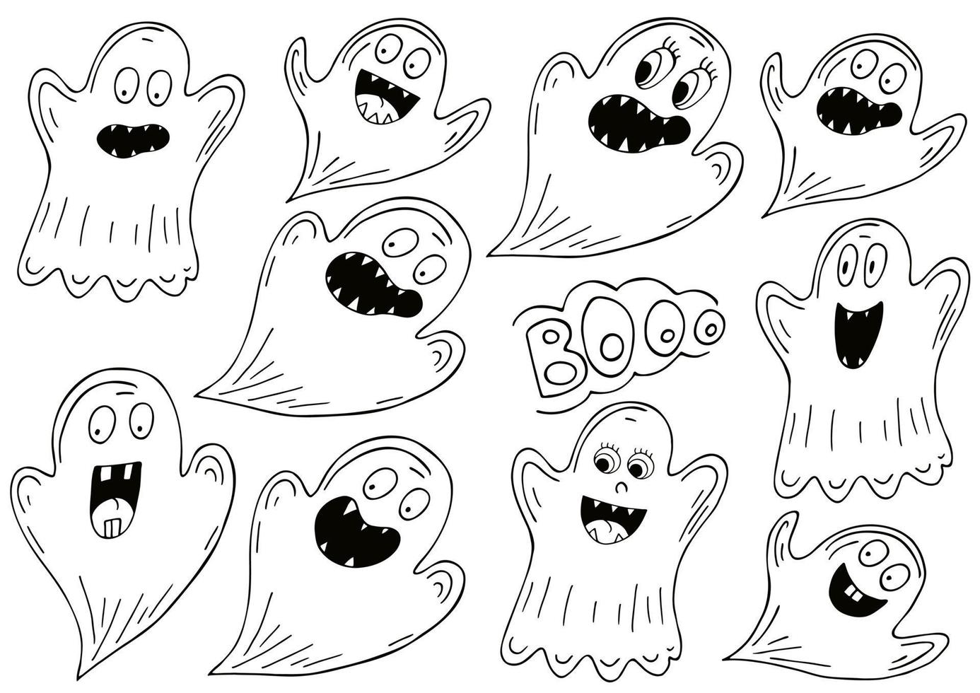 halloween ontwerpelementen in de hand tekenstijl vector