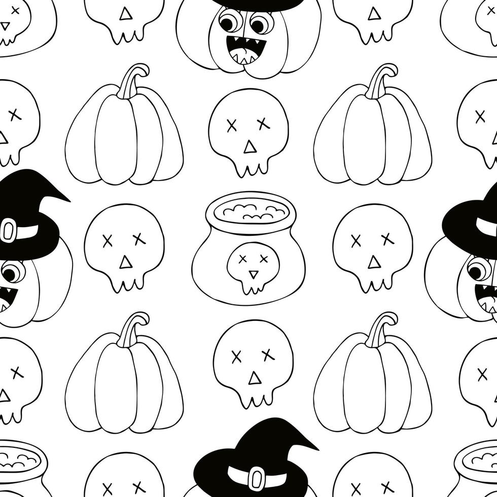 halloween ontwerpelementen in de hand tekenstijl vector