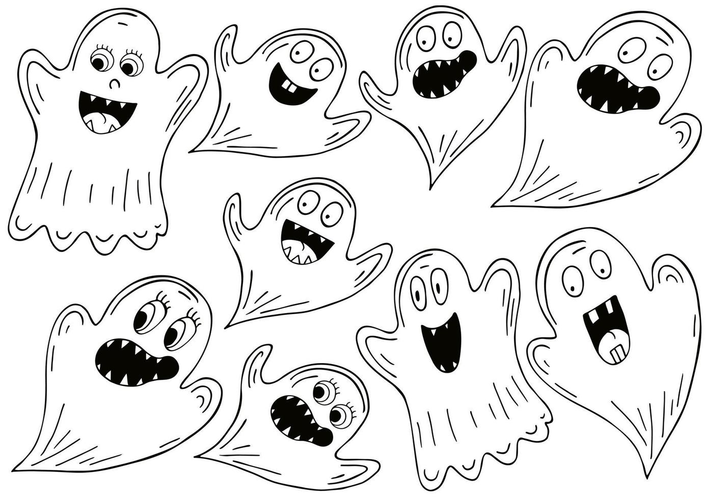 halloween ontwerpelementen in de hand tekenstijl vector