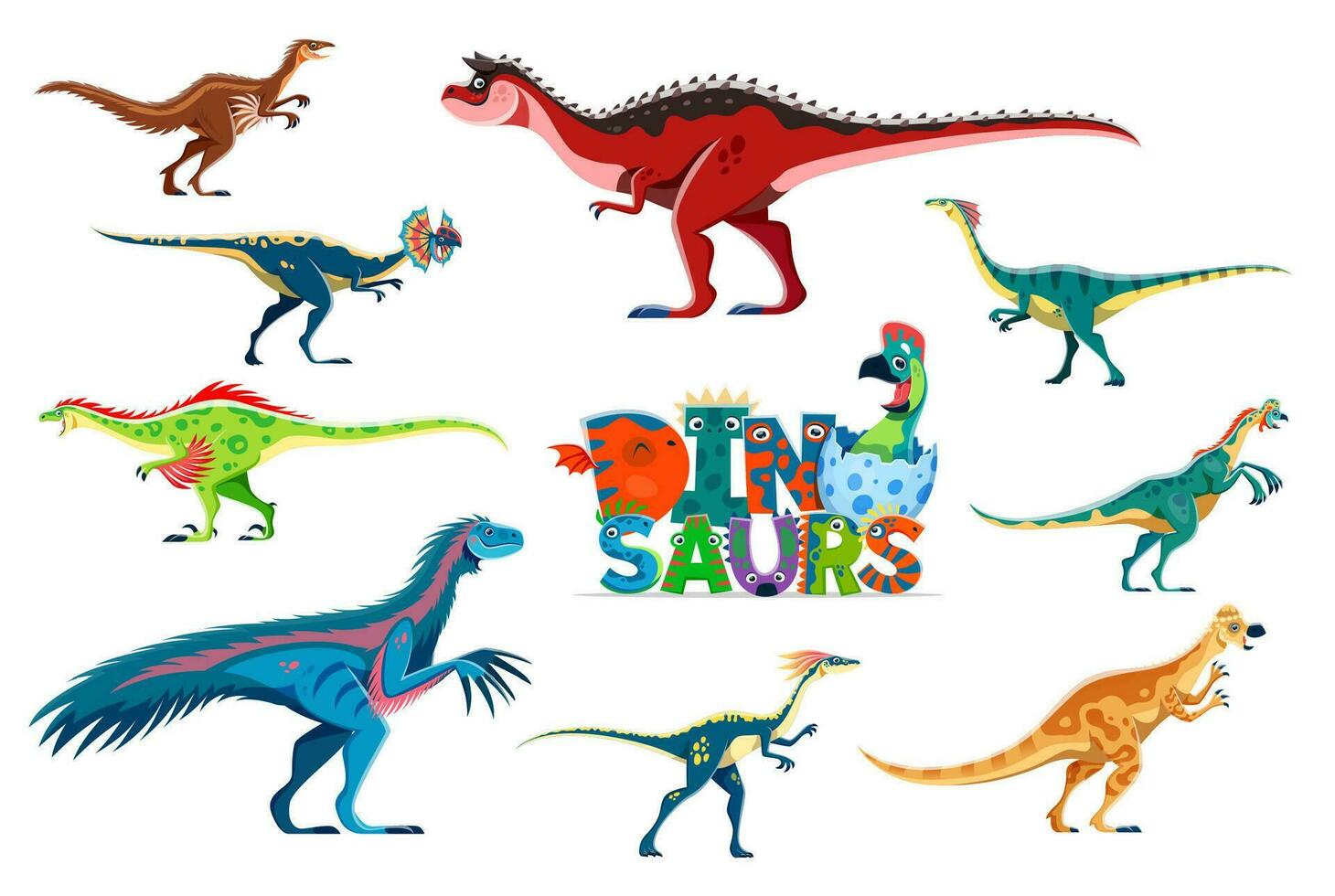 geïsoleerd dinosaurussen schattig tekenfilm tekens reeks vector