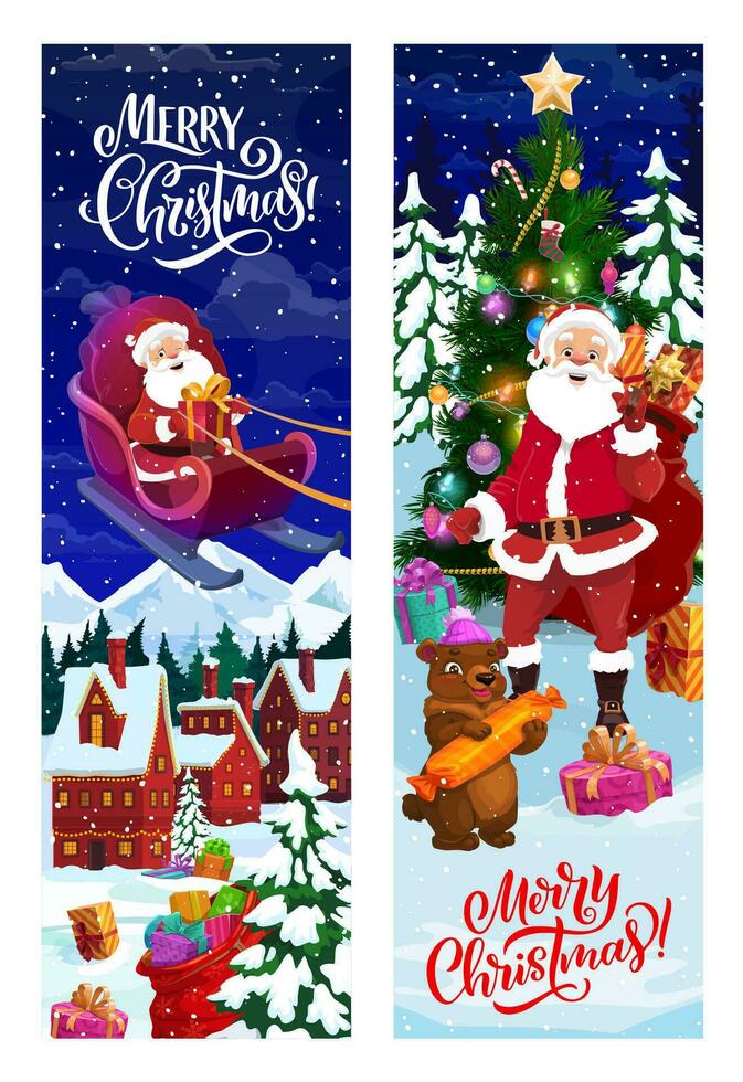 Kerstmis banners met de kerstman claus, vector kaarten