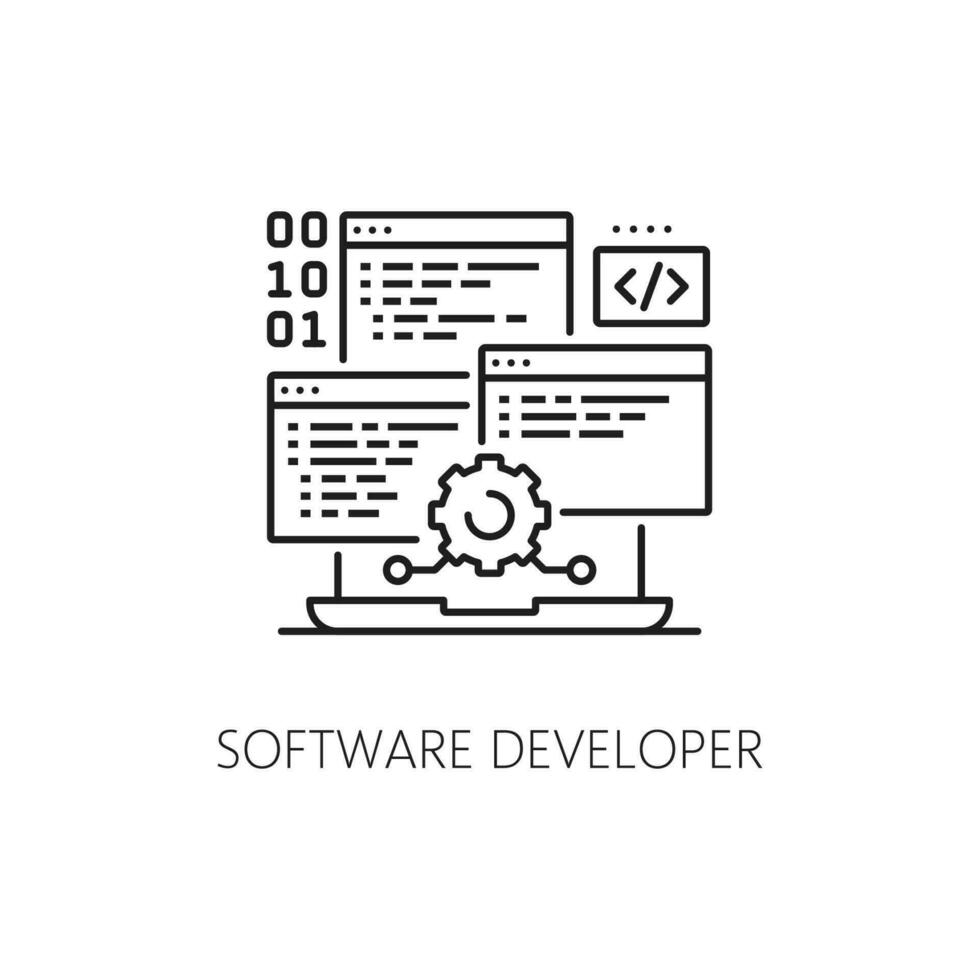 software ontwikkelaar het specialist icoon, bouwkunde vector
