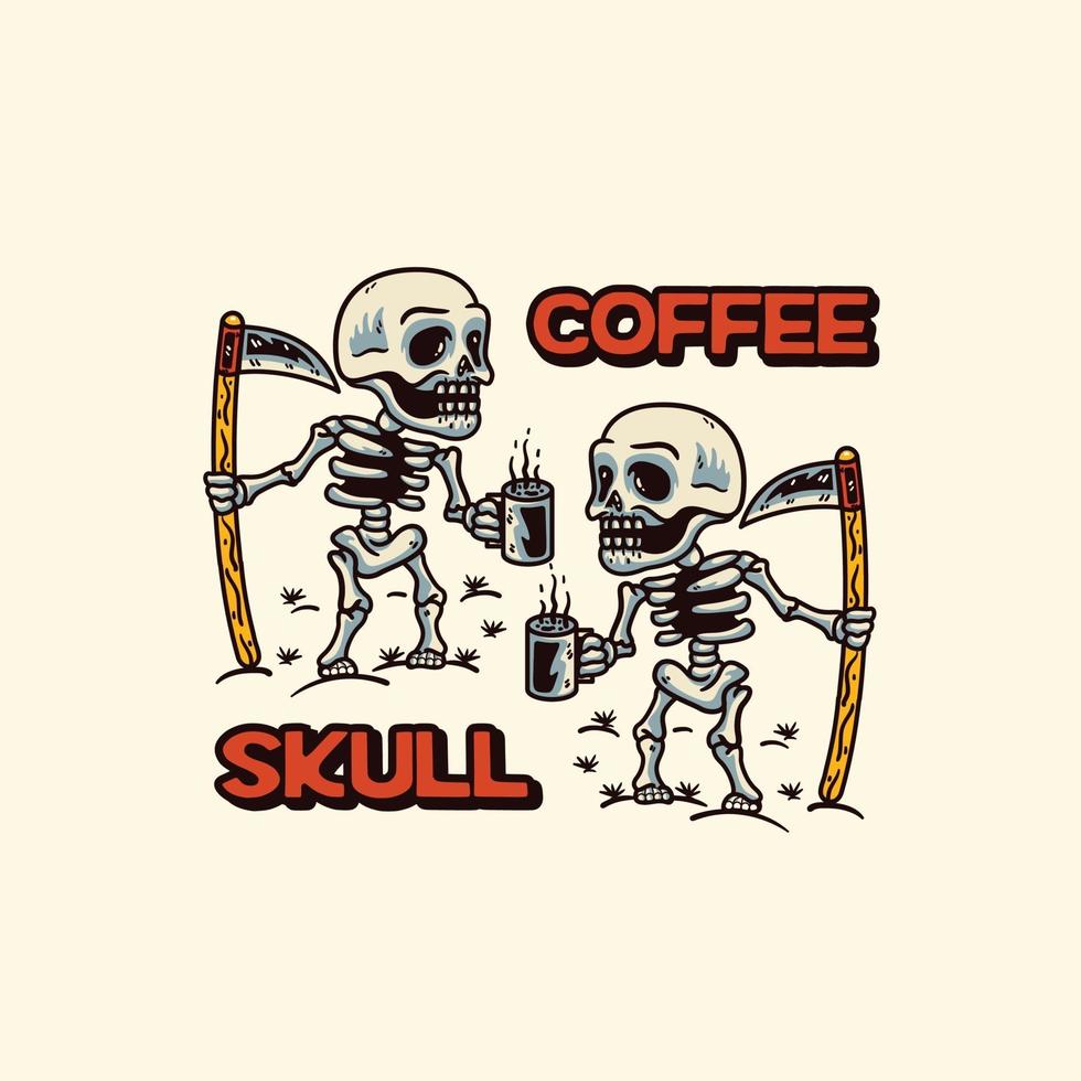 schedel met een kopje koffie vector