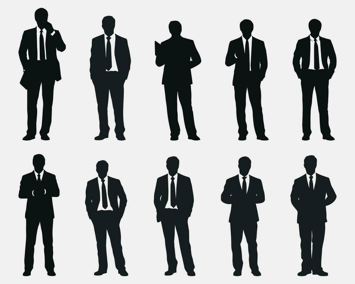 verscheidenheid van zakenman silhouetten reeks vector
