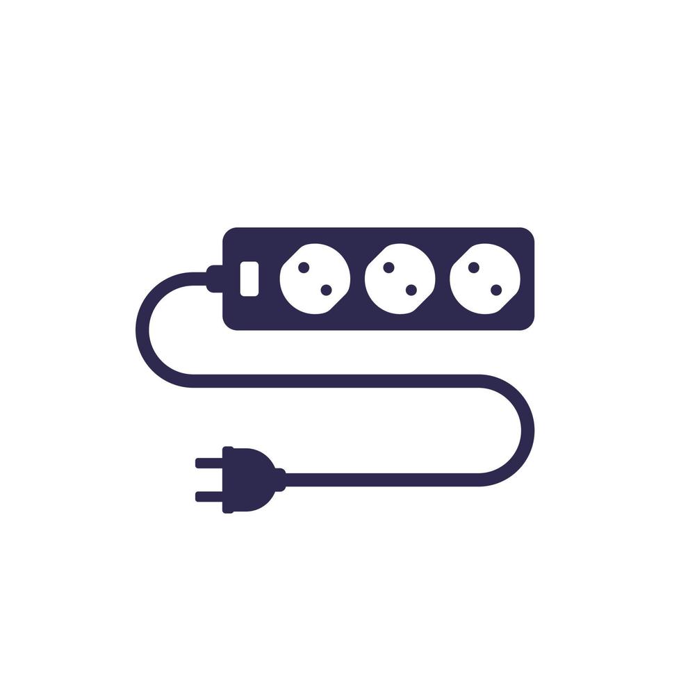 stopcontact met kabel en stekker, pictogram op wit vector