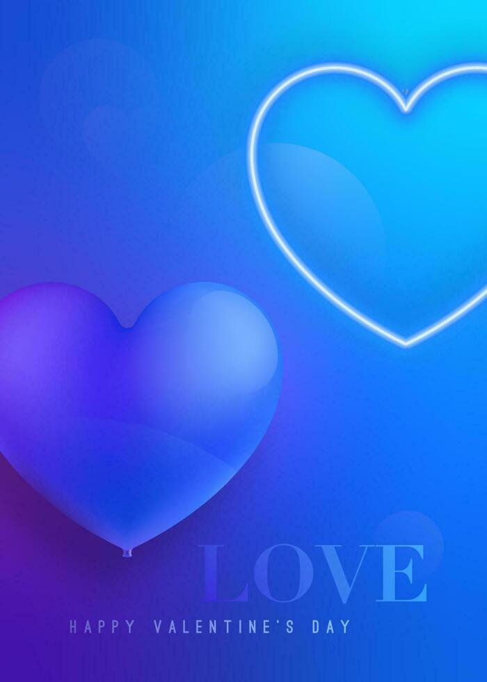 liefde, gelukkig valentijnsdag dag neon folder. vector