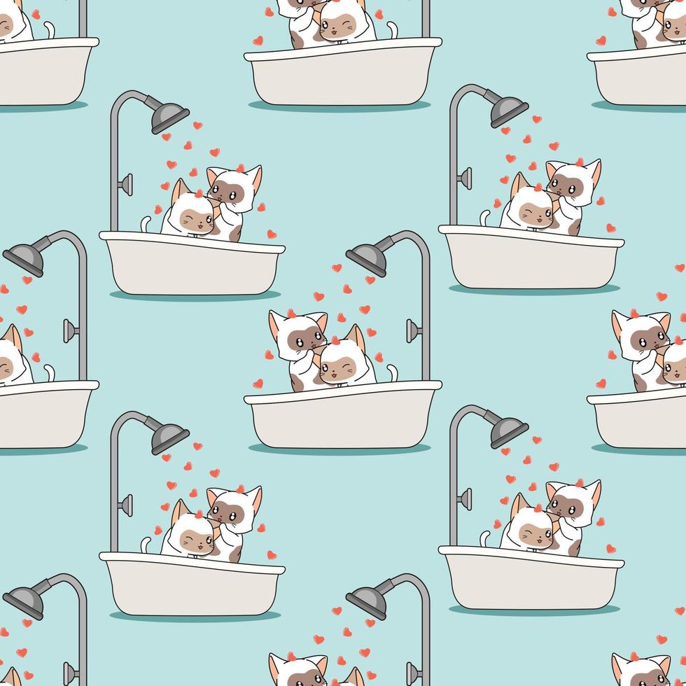 naadloze katten baden patroon vector