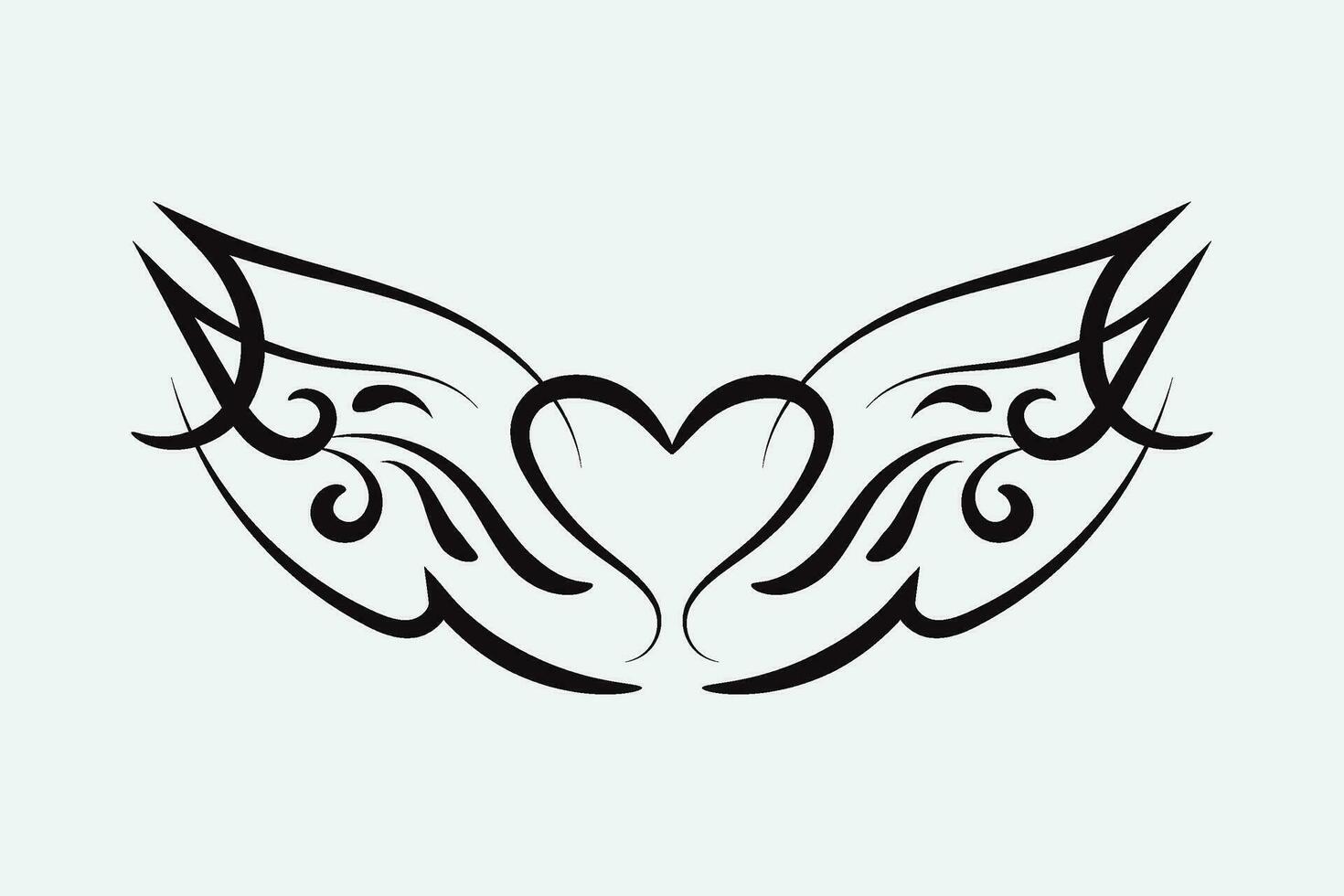 hart met engel Vleugels, wijnoogst ornament vector