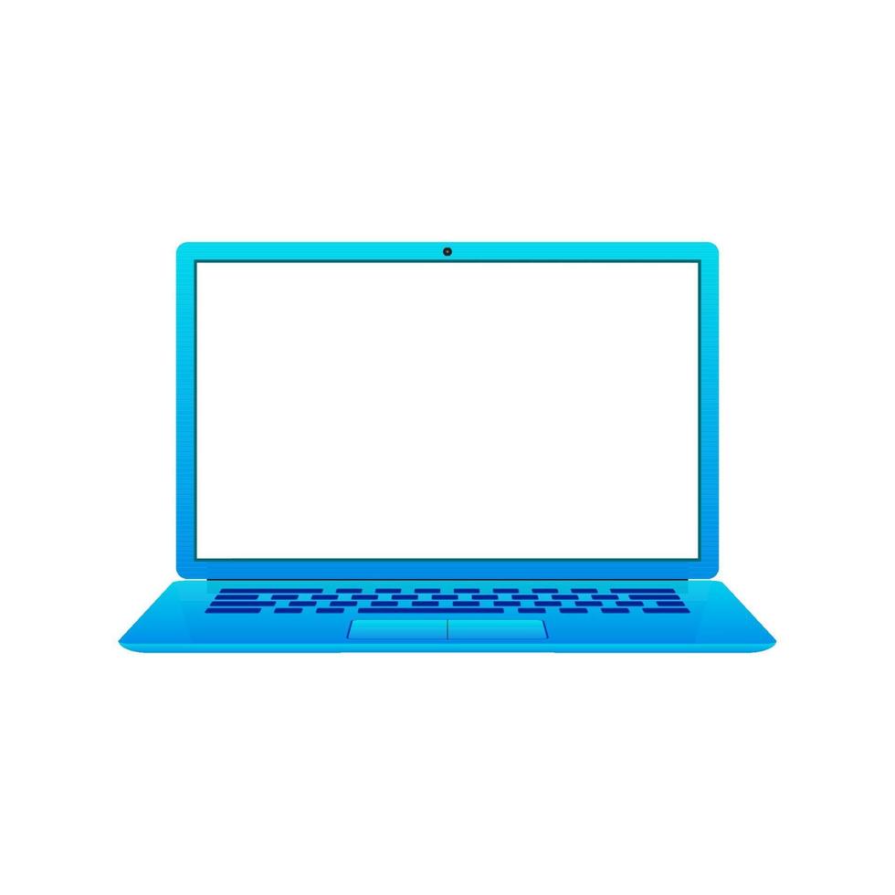 3D-platte mockup-laptopcomputer met wit scherm en toetsenbord vector