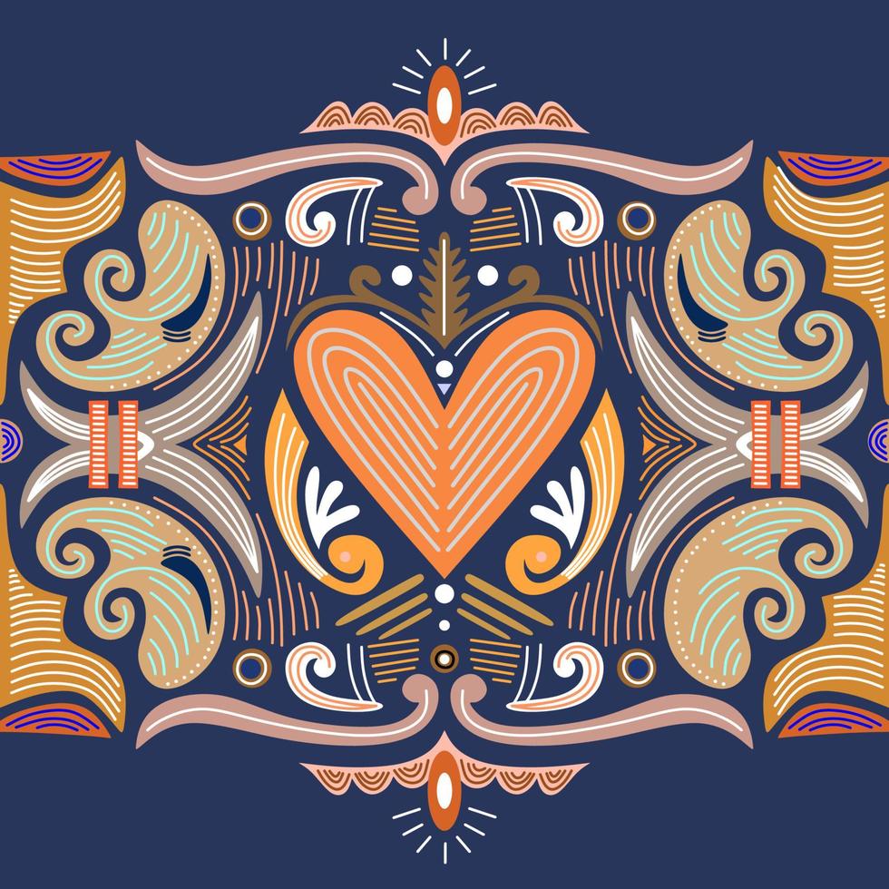 abstracte hartvormige tribal ornament. etnische mandala. vector