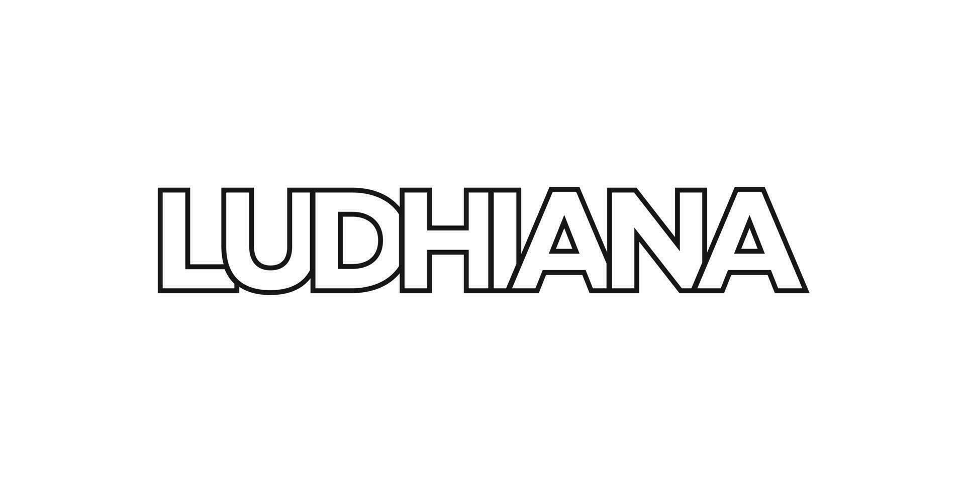 ludhiana in de Indië embleem. de ontwerp Kenmerken een meetkundig stijl, vector illustratie met stoutmoedig typografie in een modern lettertype. de grafisch leuze belettering.