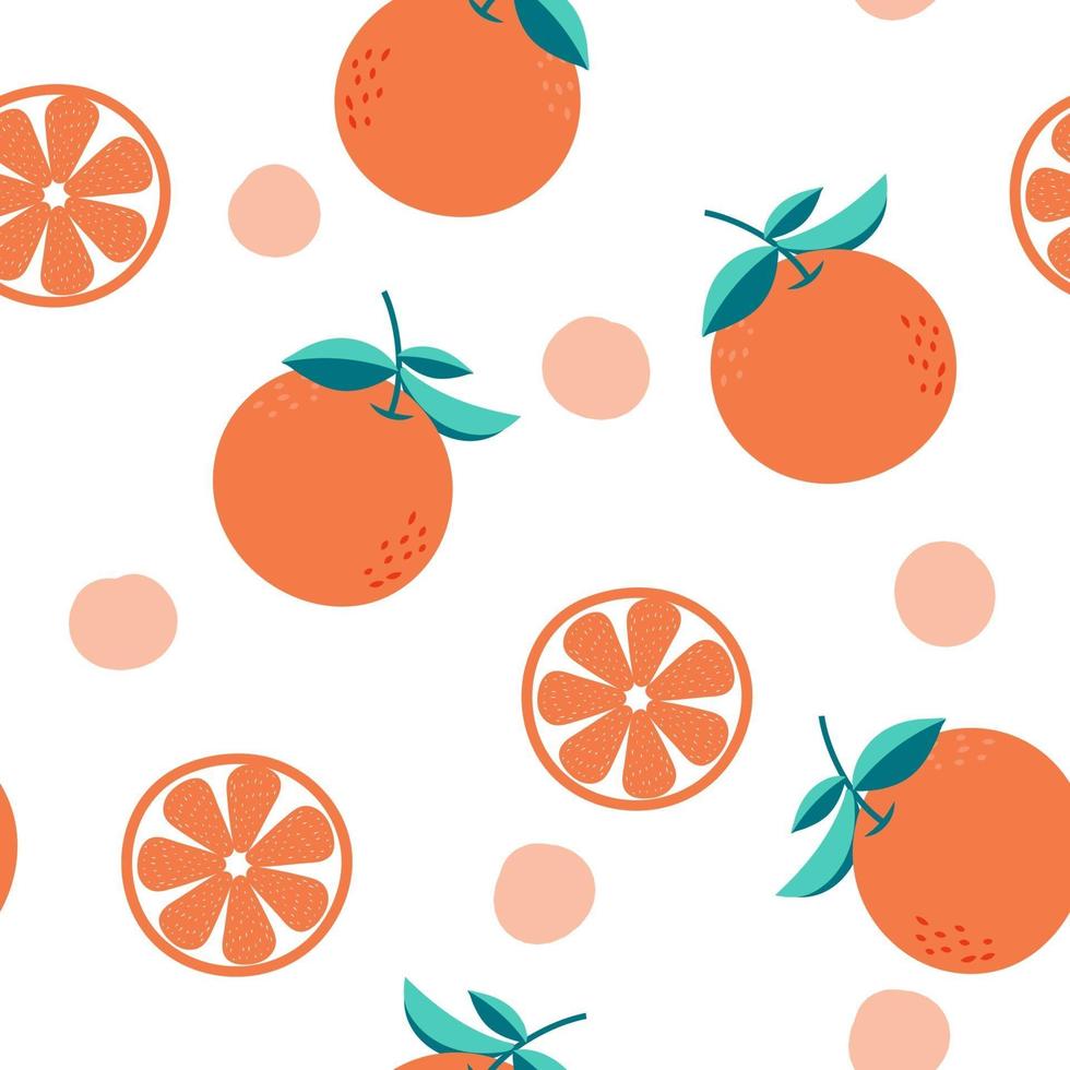 naadloos patroon oranje fruit op witte achtergrond vector