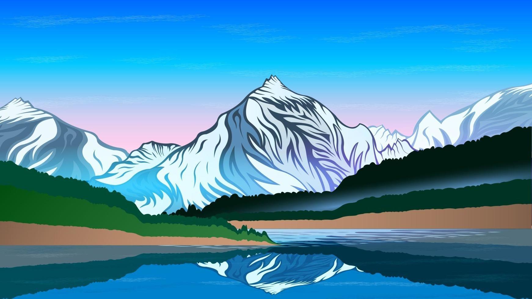 sneeuw bergen landschap cartoon vector