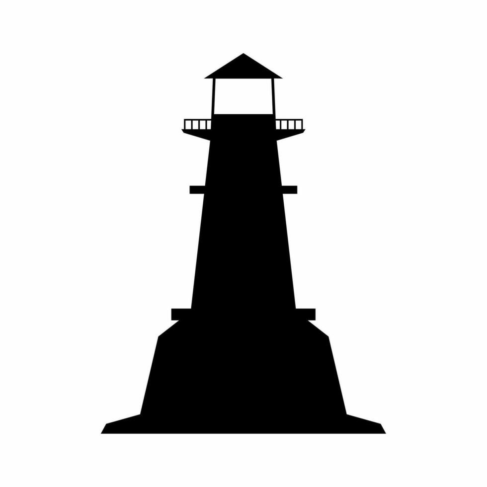 vuurtoren silhouet vector. vuurtoren silhouet kan worden gebruikt net zo icoon, symbool of teken. vuurtoren icoon vector voor ontwerp van kust, gids, waarschuwen of haven