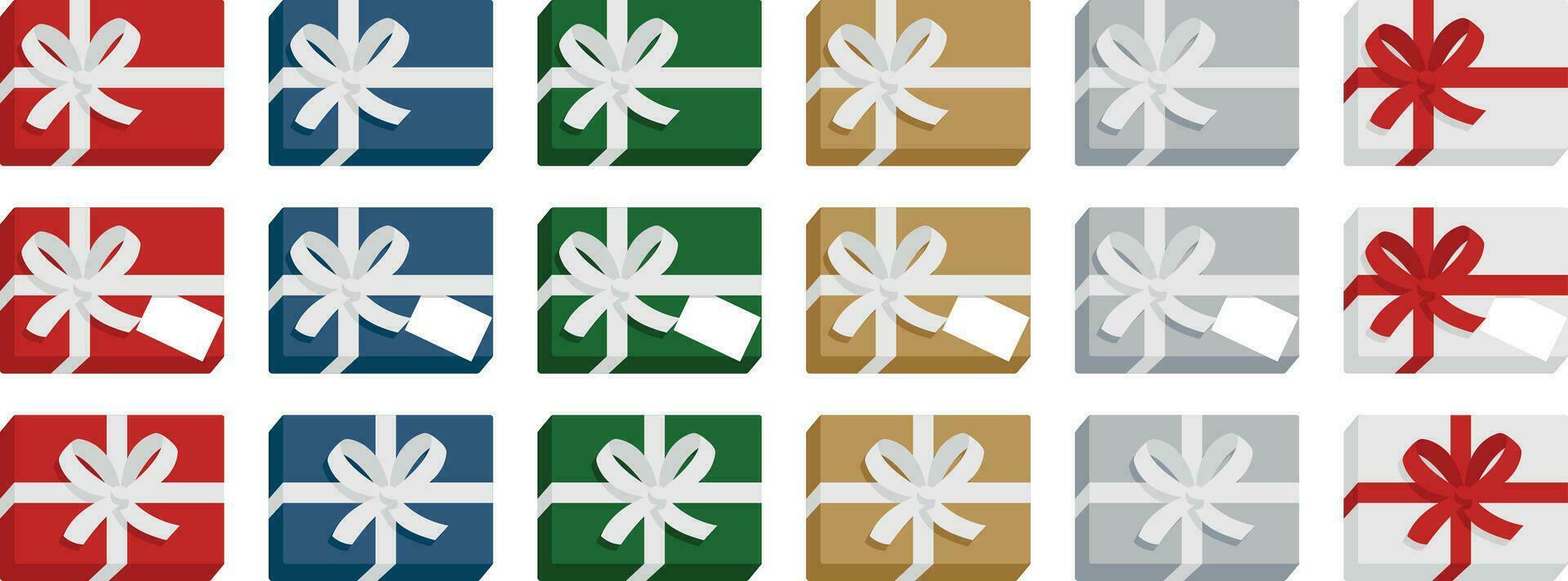nieuw jaar en Kerstmis cadeaus met linten en bogen kleurrijk vector elementen voor decoreren kaarten en banners geïsoleerd Aan wit achtergrond