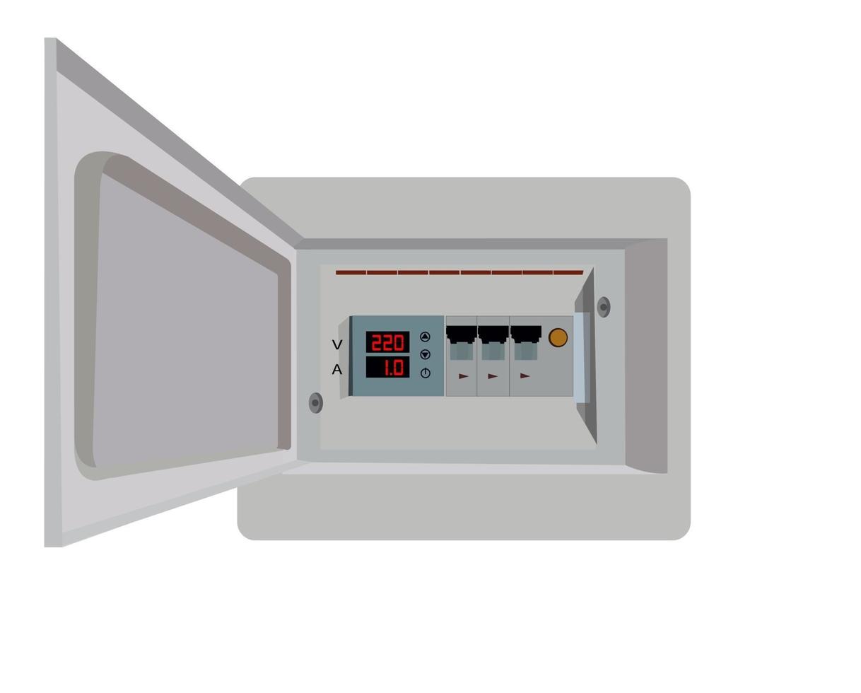 isometrisch elektrisch paneel met zekeringen en schakelaars. vector. vector