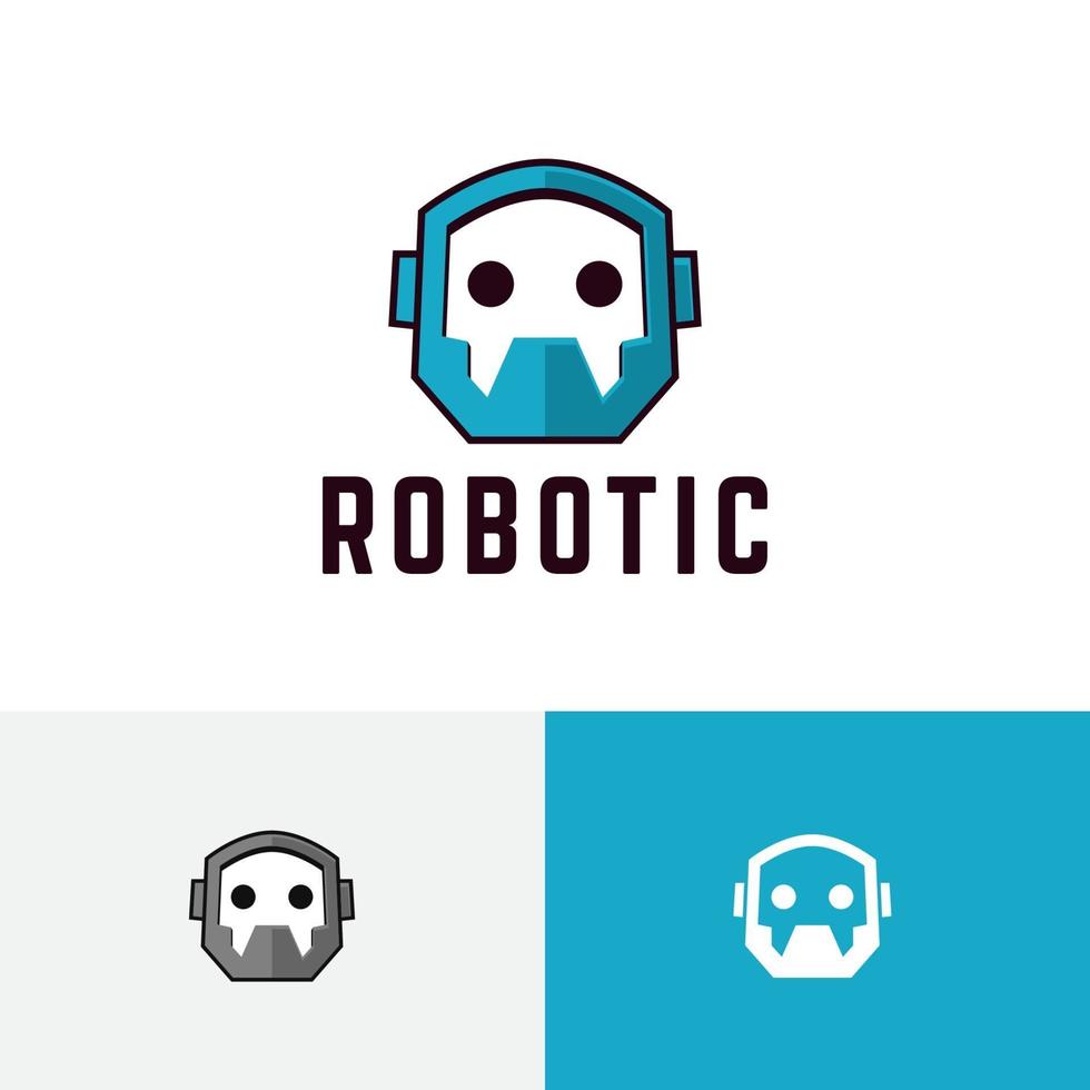 robot automatische werknemer computertechnologie schattig cartoon logo vector