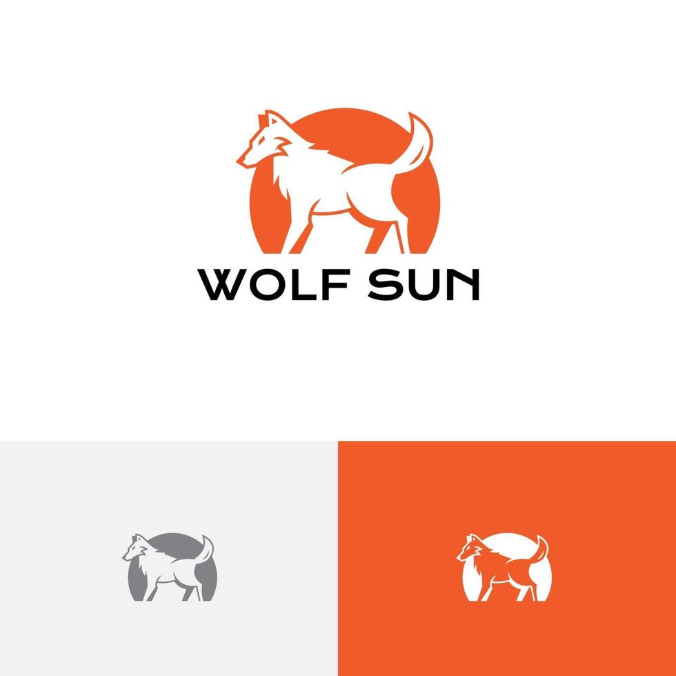 wolf zon natuurlijk roofdier dieren in het wild negatief logo vector