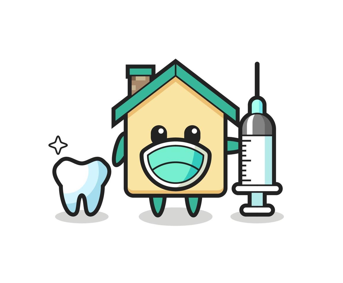 mascotte karakter van huis als tandarts vector