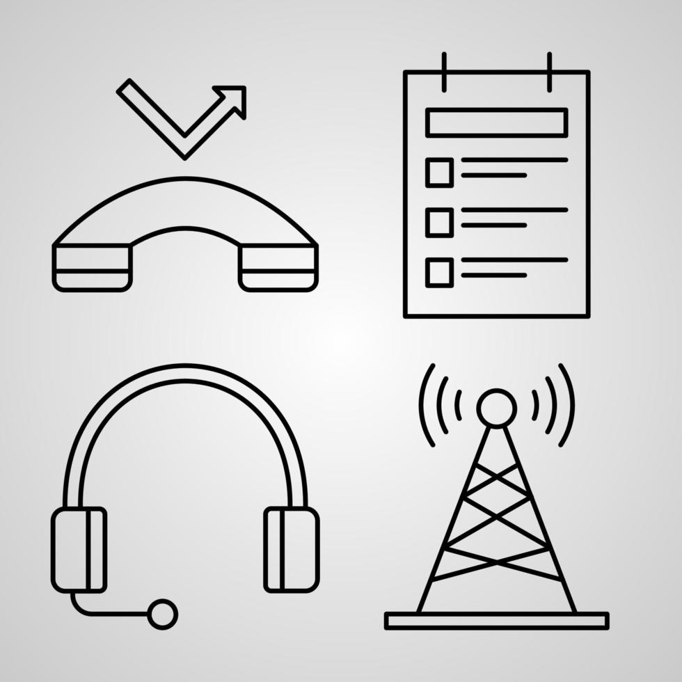 eenvoudige pictogrammenset van callcenterservicegerelateerde lijnpictogrammen vector