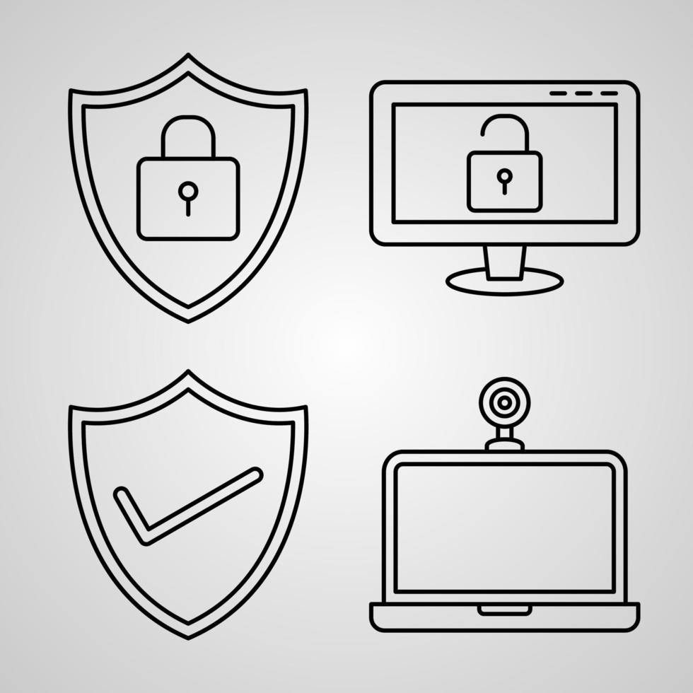 set van cyber security iconen illustratie geïsoleerd op een witte achtergrond vector
