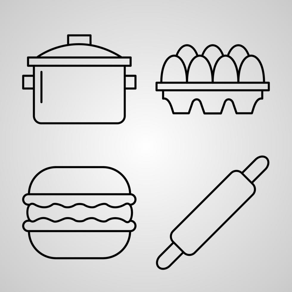 eenvoudige pictogrammenset van bakkerijgerelateerde lijnpictogrammen vector