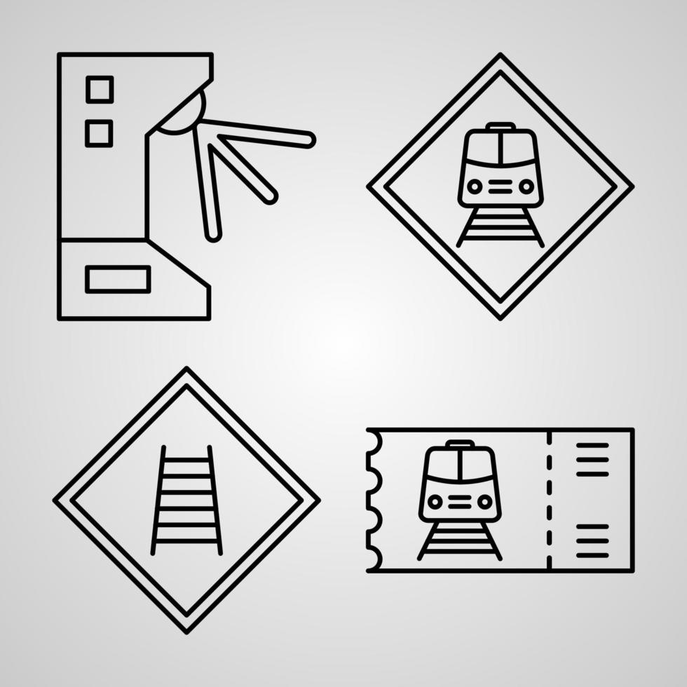 spoorweg pictogrammenset vector illustratie eps