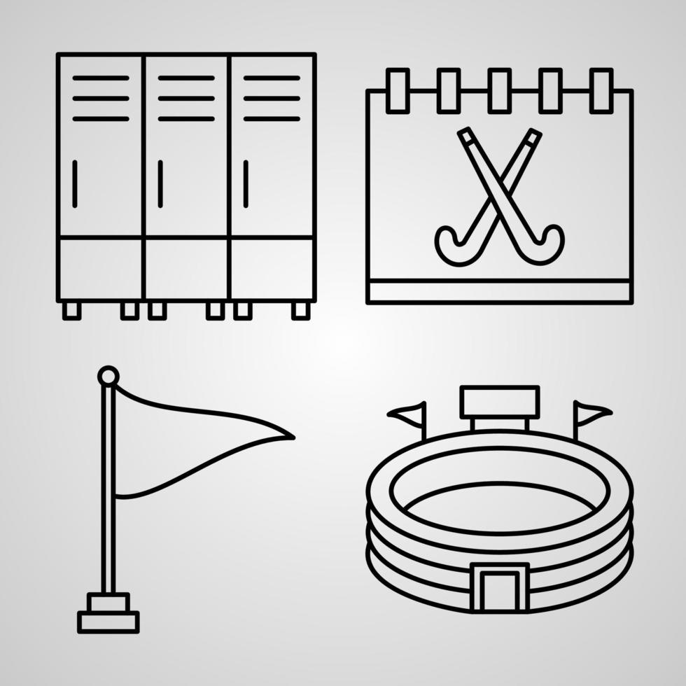 hockey lijn iconen set geïsoleerd op wit overzicht symbolen hockey vector