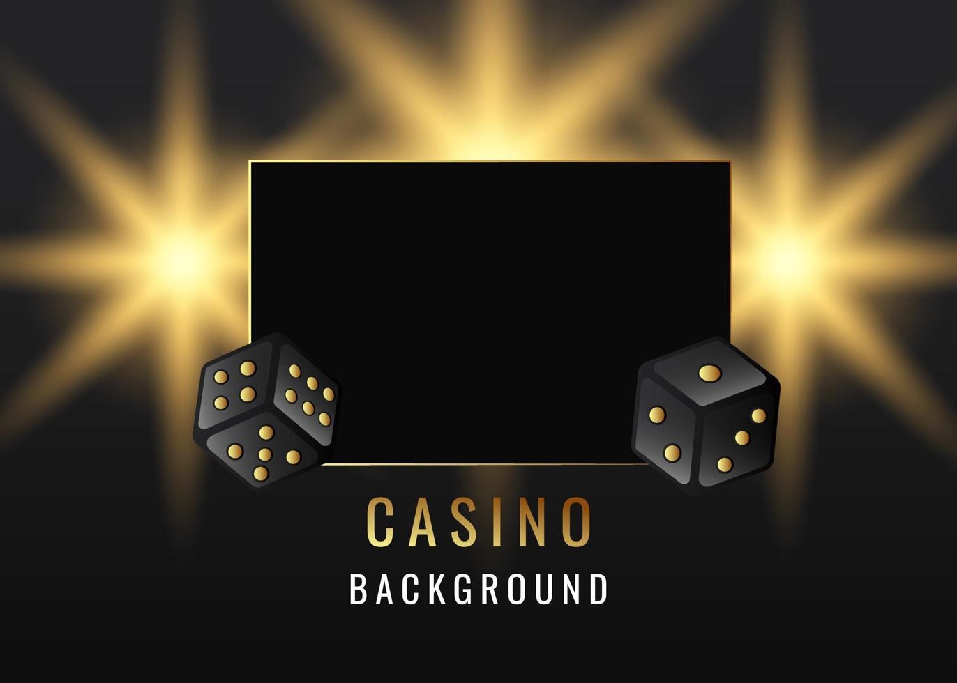 casino achtergrond met frame flare licht en gouden dobbelstenen vector