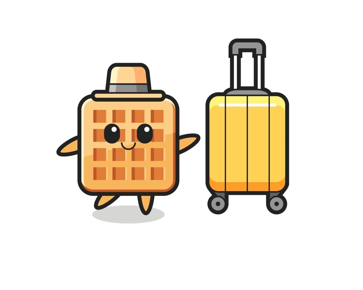 wafel cartoon afbeelding met bagage op vakantie vector