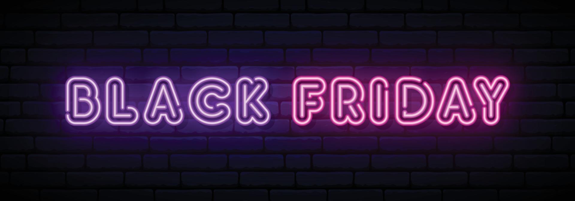 zwarte vrijdag verkoop neon teken. vector