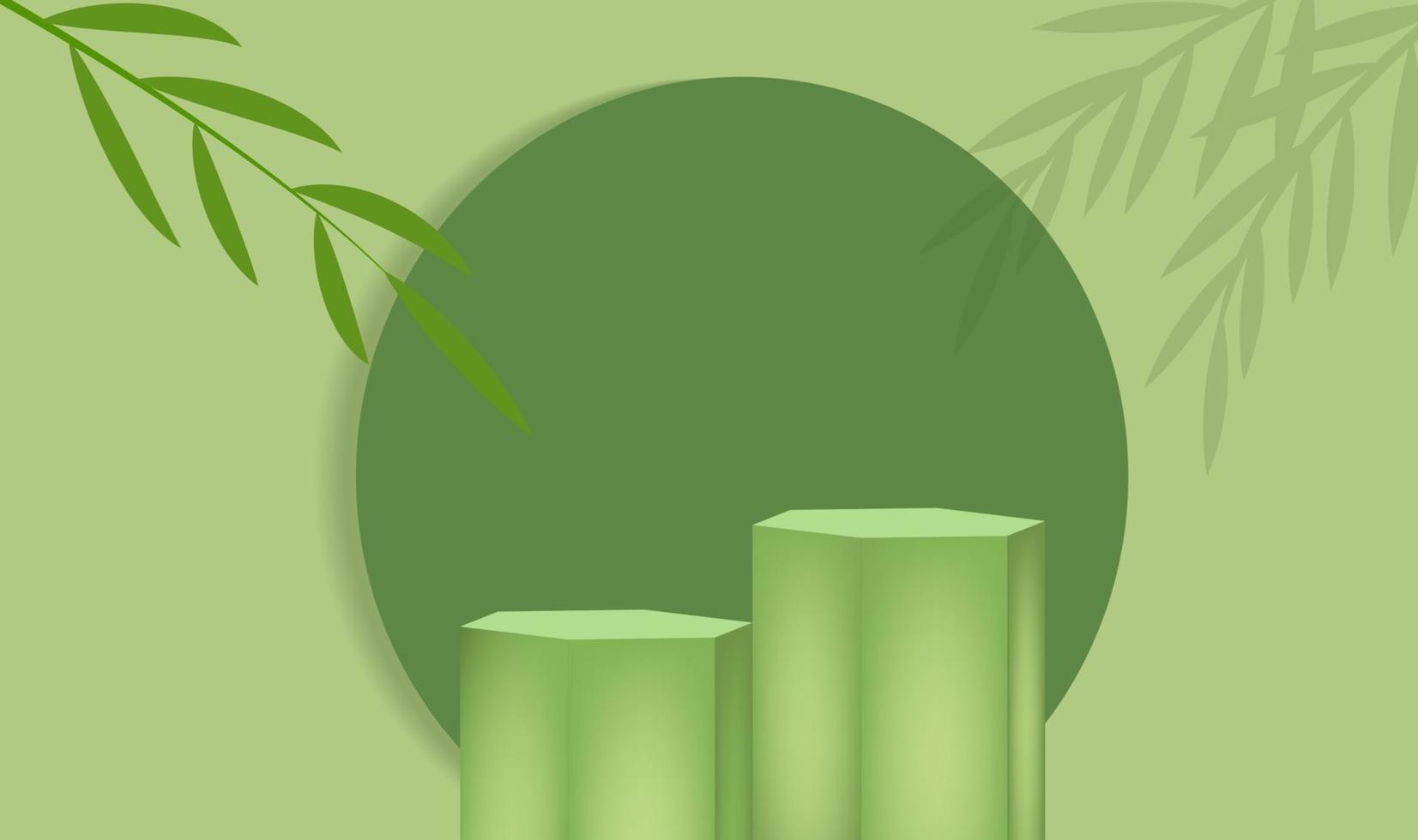 groen platform voor productvertoning met bladeren vector